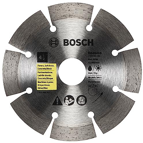 BOSCH DB4541S Diamantscheibe mit segmentiertem Rand, 11,4 cm, mit 2,2 cm (7/8 Zoll) Dorn für universelle Nass-/Trockenschnittanwendungen in Pflastersteinen, Weichziegeln, Beton/Block