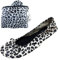After Party Pumps® Snow Leopard Size UK 3-4 Ladies Roll Up Shoes Fold Up Pumps Foldable with Carrier Pouch