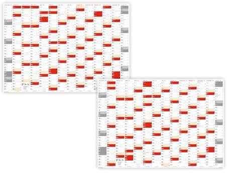 XXL Wandkalender DIN A0 2026 + 2027 (rot2) große Tageskästchen (Kalender werden gerollt versendet)