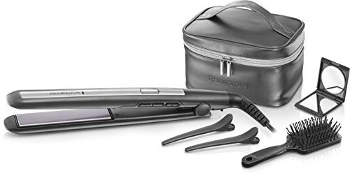 Remington S5506GP PRO-Ceramic Titanium - Plancha de pelo con revestimiento de cerámica avanzada con titanio, placas estrechas extra largas