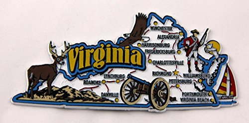 Virginia State Karte und Sehenswürdigkeiten Collage Magnet FMC
