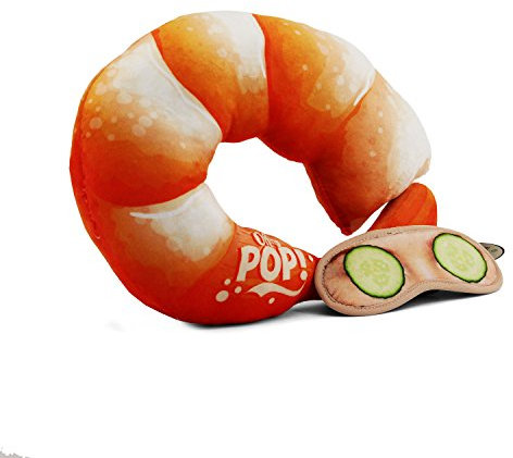 Oh My Pop! Prawn-Nackenkissen und Schlafmaske, Orange