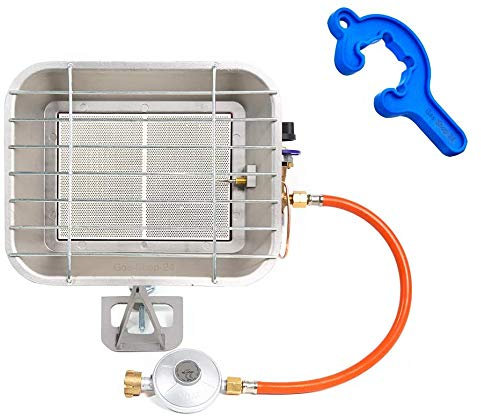 4,6 kW Gas Keramik Infrarotheizung + Zubehör - Camping Gasheizung Infarot Gasheizer Wärmestrahler (Aufsatzstrahler Campingheizung, Heizung, Werkstatt Infrarotstrahler Terrasse)