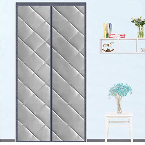 HMHD Wärmeschutzvorhang für Tür, Winddicht Gegen kalte Zugluft Türvorhang Ohne Bohren Zusammenklappbar, für Balkontür, Küche -Gray-95x205CM