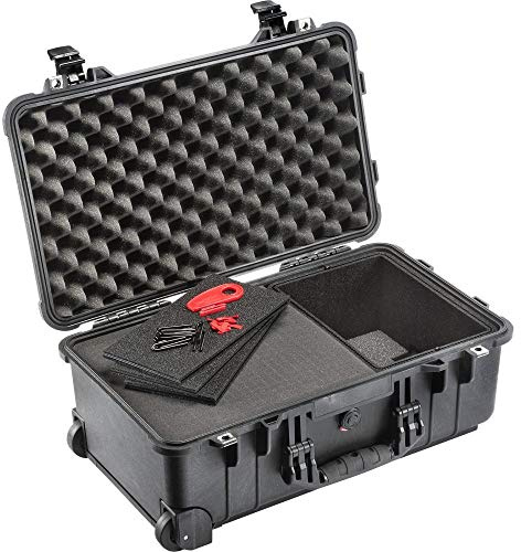 PELI 1510 Carrello Professionale per Impieghi Gravosi, IP67 Impermeabile e a Prova di Polvere, Capacità di 27L, Prodotto in USA, Con ibrido, Inserto combinato Schiuma e TrekPak Colore Nero