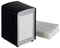 1 x Serviettenspender Retro, Metall, kleine Gastro Serviettenhalter für Eisdiele, Café, Bistro, HBT: 15x9,5x11, schwarz