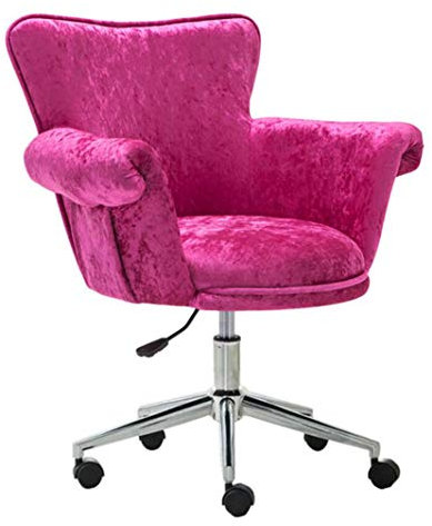 Bürostuhl Schreibtischstuhl Rollhocker Bürohocker Rosa Drehstuhl Samt Ergonomisches Design, Princess Vanity Chair mit mittlerer Rückenlehne Hohe Widerstandsfähigkeit Dick gepolsterter Sitz, Höhenver