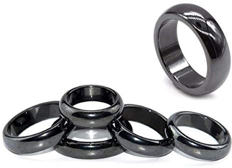 Akemaio 5Pcs Hämatit Ring Angst Gleichgewicht Wurzel-Chakra absorbiert Negative Energie-Finger-Ringe Frauen Männer