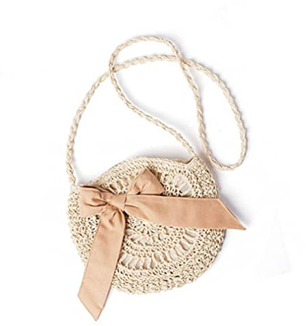 LATRAT Sac à Main en Paille avec poignée sur Le Dessus pour Femme Idéal pour la Plage, Les Voyages et l'utilisation Quotidienne, Joli sac tissé à bandoulière avec nœud