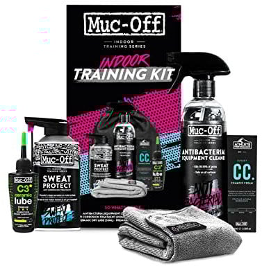 Muc Off Indoor-Trainingsset – unverzichtbare Essentials für Indoor-Radsport und Fitnesstraining – inklusive Gerätereiniger und Chamois-Creme, Einheitsgröße