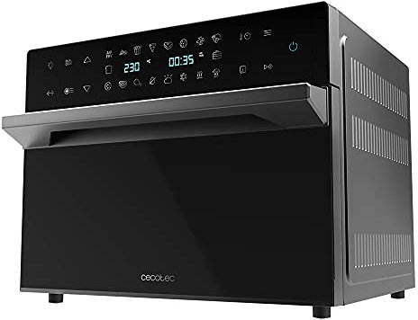 Cecotec Horno Freidora de Aire Caliente Bake&Fry 3000 Touch. 1800 W, Convección, 30 Litros de capacidad, Pantalla Táctil, 18 Funciones preestablecidas, Temporizador, Negro