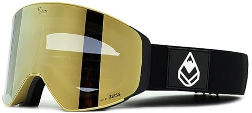Phieres PH-12sixty | Snowboardbrille | Stilvolle Sicht für Ski und Snowboard | Schwarz/Gold