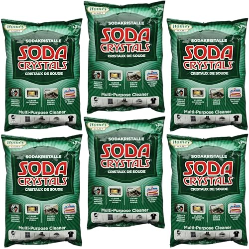 6 x Soda Crystals Multi-Purpose Cleaner for Washing Machine, Sinks & Drains Blockage-free Microwave Ovens, Laundry Aid - 1.2kg