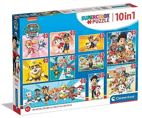 Clementoni - 20270 - Supercolor Puzzle 10 In 1 Paw Patrol - Kinderpuzzle 10 in 1 (3x18, 4x30, 2x48 und 1x60 Teilen) - Puzzle Für Kinder Ab 4 Jahren, Made In Italy