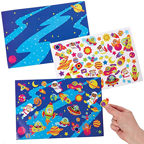 Baker Ross FX307 Solar System Sticker Scenes - Pack of 5, self Adhesive Stickers for Kids, Crafts for Kids, Stickers for Children