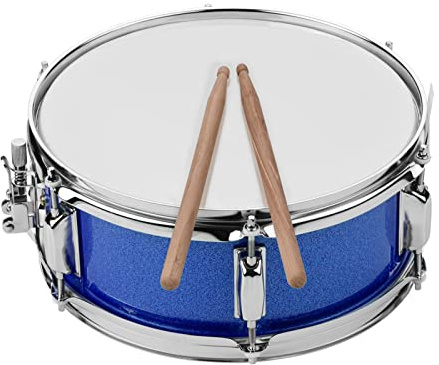 Snare Drum,Lechnical 12inch Snare Drum Head with Drumsticks Shoulder Strap Drum Key for Student Band(Blue)