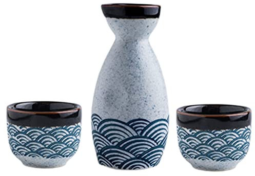 Zerodeko 1juego Cerámica para Sake Japonés con Tetera y Tazas Estilo Tradicional para Celebraciones y Uso Familiar Decoración Elegante para Mesa