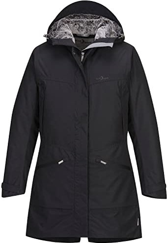 Blue Wave Damen Funktionsparka Funktionsmantel Kalinka - Funktionsjacke mit Fellimitat gefütterte Kapuze in Schwarz Größe 38