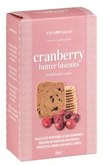 TEA SHOP - Galletas de Arándanos Rojos 75g - Receta Tradicional Holandesa de Mantequilla - Para acompañar té, infusiones o café