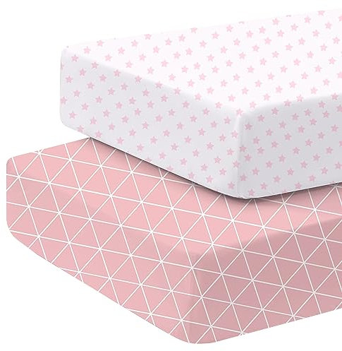 Baby Spannbetttuch 2 Pack Spannbettlaken 60x120cm Baby Matratzenschoner Spannbettlaken Kinderwagen Matratzenbezug Atmungsaktiv Bettlaken Baby Bettwäsche für Beistellbett und Wiege
