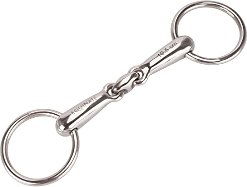 Equinate Pony Wassertrense Edelstahl 16mm doppelt gebrochen - Anatomisch geformtes maulfreundliches Gebiss mit sanfter Einwirkung - Lasergravierte Größenangabe