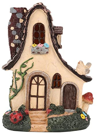 Buachois Fairy House Garden Statuen, Harz Fairy House Statuen, Fairy House Garden Blume, Fairy Garden Decor House Kit, Exquisite Garden Cottage Figuren, Rasen Verzierungen Für Patio Yard Dekorationen
