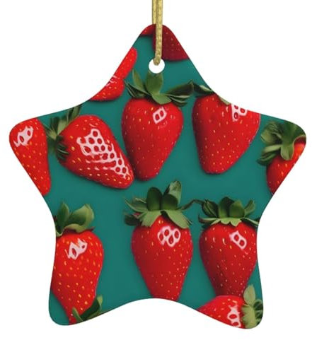 Viele Erdbeere Keramik Hängende Christbaumschmuck - Doppelseitiger Druck Festliche Sternform