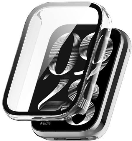 Wigento Für Xiaomi Mi Band 8 Pro Kunststoff Smart Watch Hülle Hochwertiges Design Uhren Case Cover mit Schutzglas Transparent