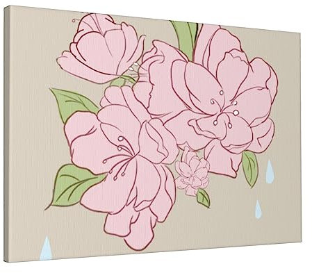 YYHHAOFA Quadro decorativo con fiori di pesco divisi, senza cornice, 40,6 x 61 cm: la struttura è chiara, cornice in legno massello