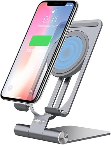 Nillkin Wireless Charger, Fast Charger Stand or Charging Pad, for Samsung Galaxy S24 S23 S22 S21 Ultra/FE, for iPhone 15 14 13 12 11 Plus/Pro/Pro Max, For Xiaomi12/13/14/pro-Gray