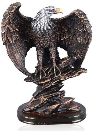 Cyrank Adler-Statue aus Kunstharz, Frgurine, Adler auf Felsen, Dekorative Bronzefarbe, Kunstharzfigur Für Büro, Familiencafé