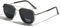 TR90 Polarised Sunglasses Retro Square Flattop Sunglasses Double Bridge Full Frame UV400 Lens Glasses, Silver with black
