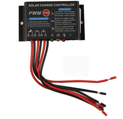 Pyugxab 10A 12V IP67 Solar Control Regulator Waterproof Solar Charge Controller PWM Solar Control Regulator Solar Panel Charger Controller