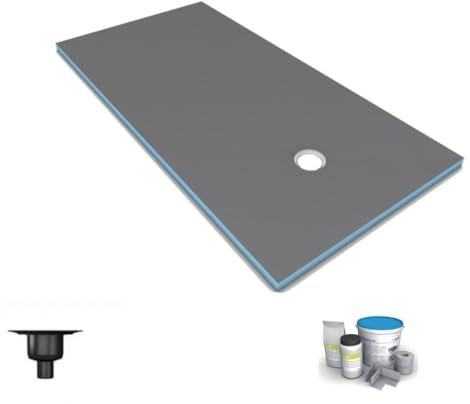 Receveur de douche à carreler 120 x 90 WEDI Fundo Primo rectangle écoulement excentré + bonde verticale + kit d'étanchéité
