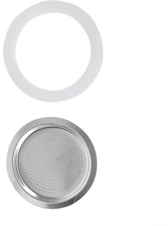 Anello e filtro in silicone per caffettiera e fornello moka, guarnizione di ricambio in gomma siliconica e filtro (6 tazze + setaccio)