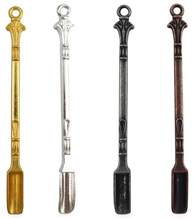 BOBOZHONG Snuff Spoon,4PCS Mini Medicine Spoon Small Powder Spoons Metal Shovel Spoon for Filling Vials with Cigarette and Shovel Medicine Smoke Salt Spices