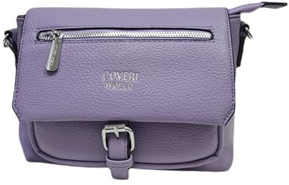 Borsa Donna Pattina Bisaccia in Ecopelle Multitasche Tracolla Regolabile/Removibile in Tessuto Personalizzato Dimensioni: 22 X 16 X 9 cm. ART. 9133 Marchio Coveri (LILLA)