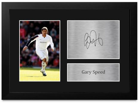 HWC Trading Gary Speed Bolton Wanderers Geschenke Gedrucktes Signiertes Autogramm Foto für Fußball Anhänger and Fans - A4 Gerahmt