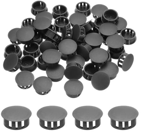 QUARKZMAN 64Pcs 18mm(11/16) Gris Foncé Bouchon Plastique pour Trou, Cache Trou Meuble de Panneau de Type Encastré, Embouts d'Insertion pour Tubes de Trou, Pieds Tubulaires de Chevalet