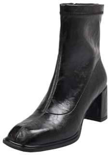 CHICMARK Moda Donna Vera Pelle Moda Stivali Medio Alto, Nero , 35 EU