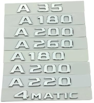 ERAKAFZTTK 3D ABS Schwarz Auto Stamm Buchstaben Fit for Mercedes Benz A Klasse A35 A45 A160 A180 A200 A220 A250 A260 Logo Emblem Aufkleber Zubehör(A 200d)