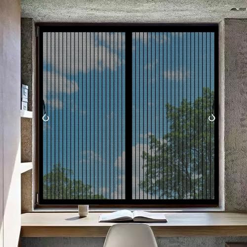 Moustiquaire Aimantée 58 x 70 cm Joint Magnétique de Haut en Bas Magnétique Rideau de Porte Isolant pour Fenêtres de Salle de Bain et Buanderie, Noir