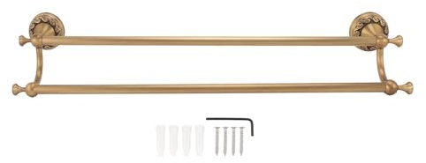 Brass Towel Bar, Rail Single Layer Antique Brass Towels Hanger Holder Wall Mounted for Home Hotel (Double)
