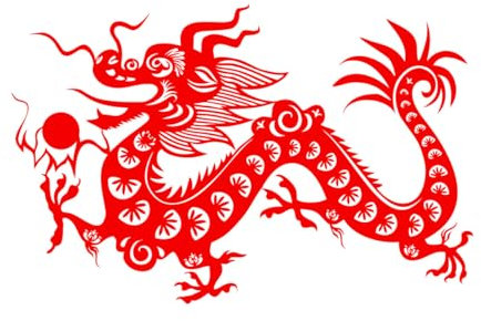 Vinyl-Wandaufkleber Chinesischer Drache Fantasy Maskottchen China 32x49.1cm Selbstklebend RoseRed