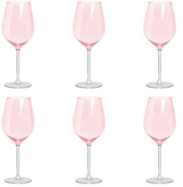 Excelsa Set 6 Calici da Vino in Vetro Rosa, 50 cl