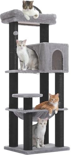 PAWZ Road 147cm Big Cat Tree, Cat Tower with Large Hammock for Indoor Cats