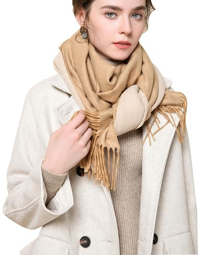 Leisofter Schal Damen Elegante Kaschmir Pashmina Schals Für Herbst Winter Lange Warmer Schal, 200 * 70cm, Twoside/beige