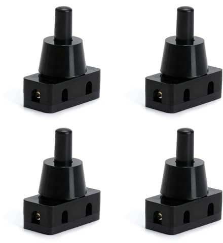 4pcs Einbau Druckschalter Lampenschalter mit Schraubkappe Mini Druckschalter 250V 10A IP20 Geeignet für eine Vielzahl von Anwendungen Darunter Beleuchtungskörper Küchengeräte Möbel Steckdosen Schwarz
