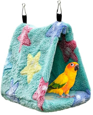 YUPZAR Hängematte Vogel Vogelspielzeug Papagei Bett,Winter Warm Vogelnest Haus,Vogelnest Höhlen Schlafplätze,Papageienkäfig,Hängematten,Plüsch Vogelnest,Warmes Haustier Winternesthaus(Grüner)