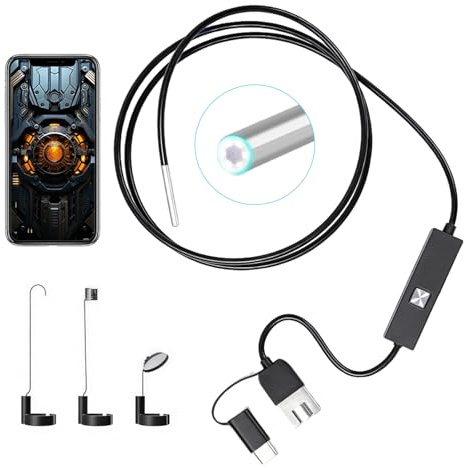 Endoskopkamera mit Licht, 1080p HD Endoskopkamera Handy Wasserdicht Ip67 Inspektionskamera mit 6 Led Rohrkamera für Android Tablet, (1 Meter Weicher)